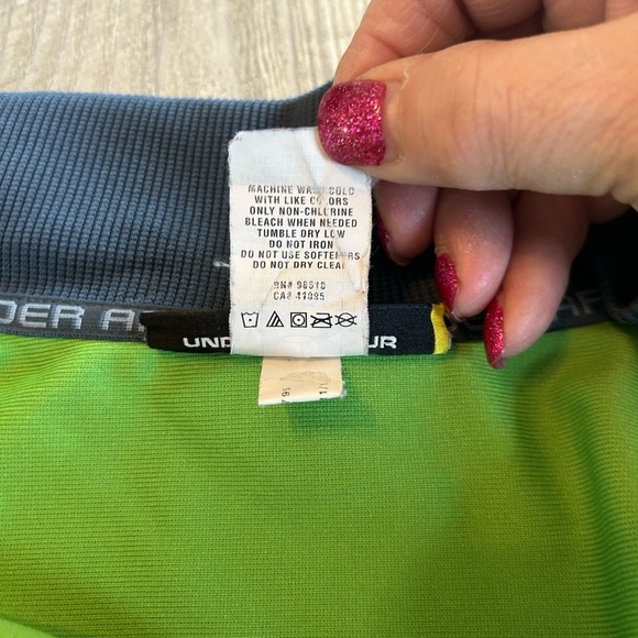 Under Armour Men's Track Jacket Neon Med Green Gray Full Zip, Gym Fitness Casual - Picture 7 of 10